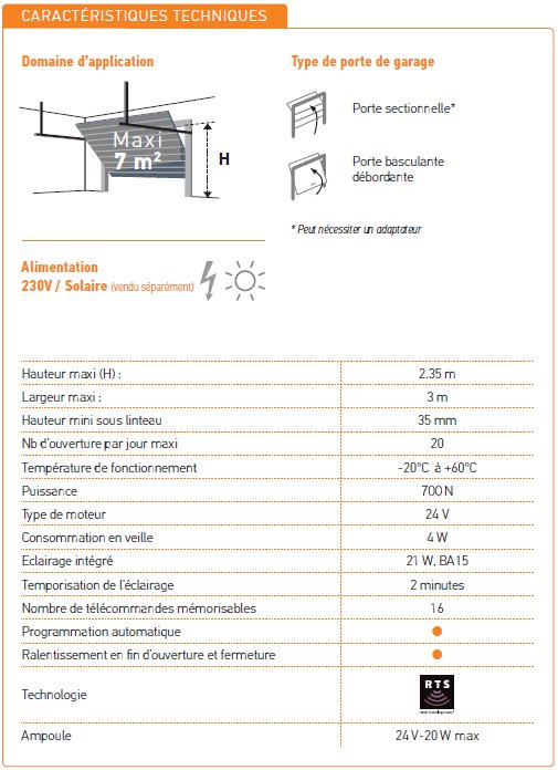 Caractéristiques techniques GDK 700